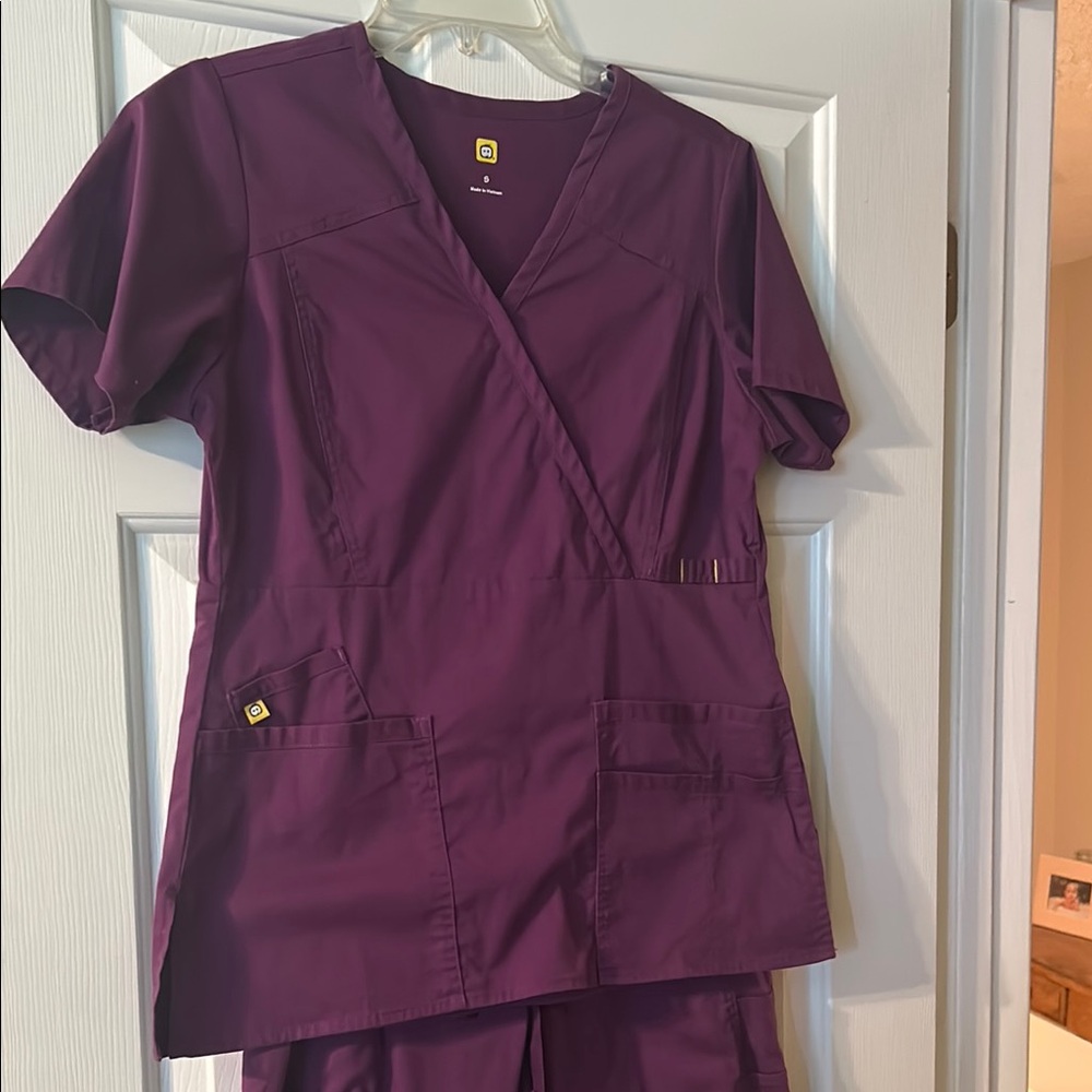 WonderWink Purple Wrap Short Sleeve Tunic